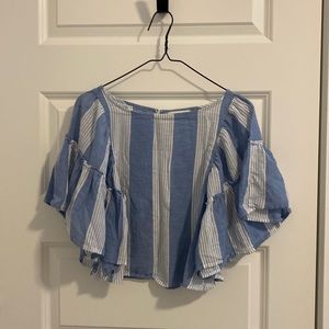 American Eagle blue and white strip top